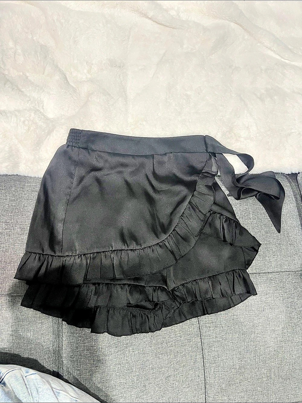 Zara Flowy Ruffle Skort Black